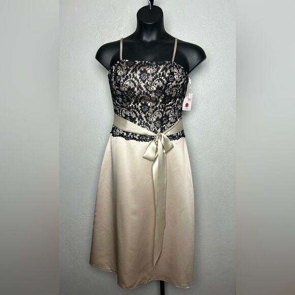Impression Bridal Elegant Lace and Satin Dress Gold/Black Size 12 - Picture 1 of 10